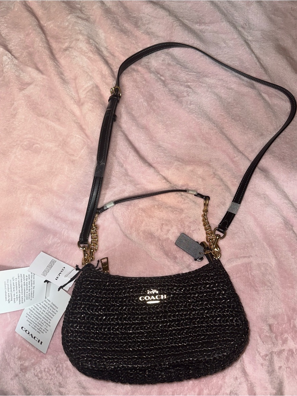Coach Black Woven Mini Crossbody with Gold Logo - Picture 8 of 8
